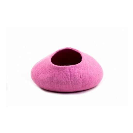 Taffy Pink Felted Cat Cave - Handmade Cat House- Modern Pet Furniture From Nepal image {3}