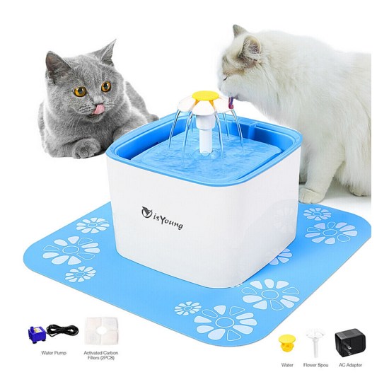 2.5L Electric Automatic Pet Dog Cat Water Fountain Drinking Bowl Dispenser Blue image {1}