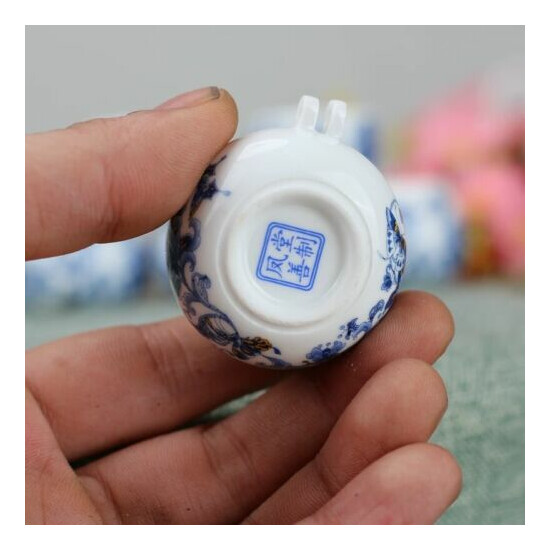 1set 6pcs Asian Bamboo Bird Cage blue and white porcelain cups image {5}