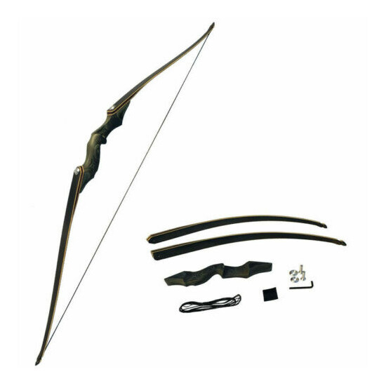 60" Longbow Arrow Set Takedown Archery Wooden Riser American Target Shoot Hunt image {7}