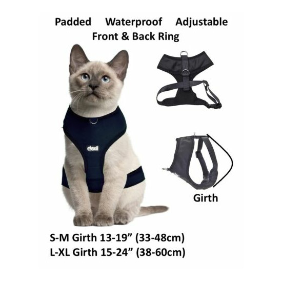 Cat Harness Pink Black Blue Yellow Red Waterproof Padded Adjustable S M L EX L image {3}
