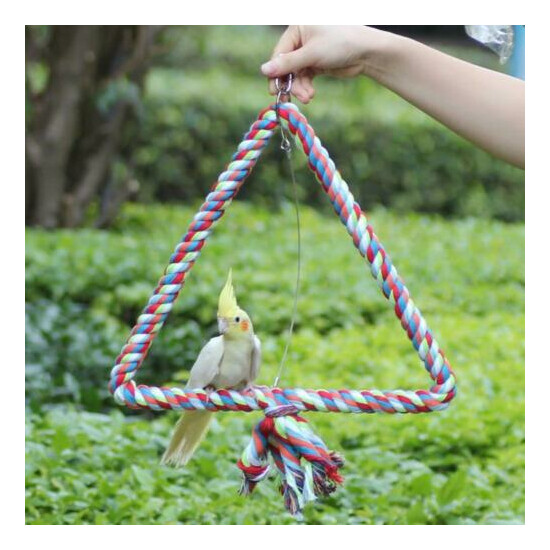 KINTOR Big Triangle Rope Swing Bird Toy Parrot Cage Toys Cages Conure M  image {6}