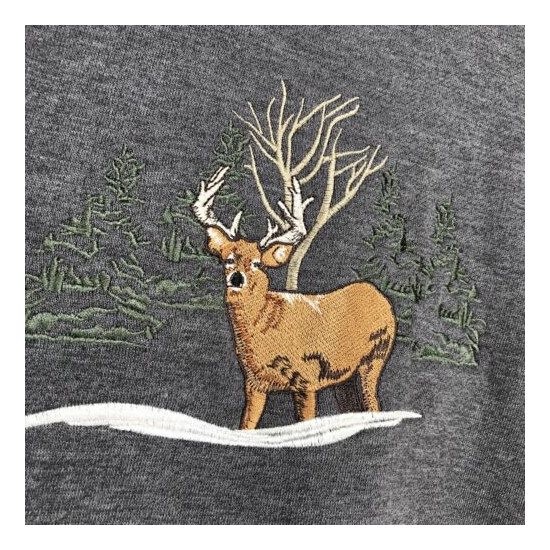 MCCC Sport Embroidered Deer Hunt Sweat Shirt Mens M Heather Gray Crew with Trim image {2}