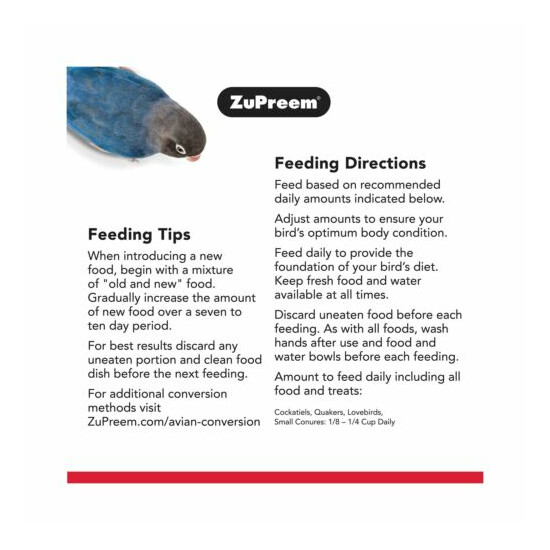 ZuPreem FruitBlend Pellets Medium Bird Food /Powerful Real Whole Grains 2Ib Bag image {3}