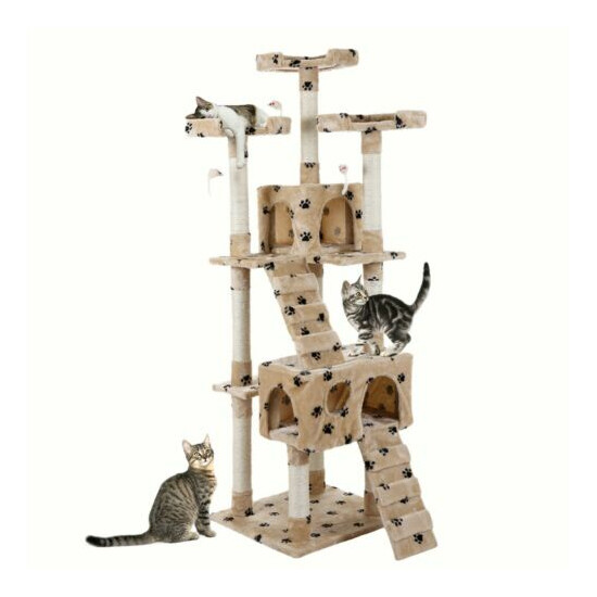 67'' Cat Tree Towers w/Scratching Posts Condos Pet Activity Furniture Play House image {1}
