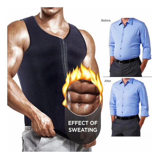 Men's Neoprene Weight Loss Sauna Sweat Vest Waist Trainer Tank Shaper Workout US Thumb {15}