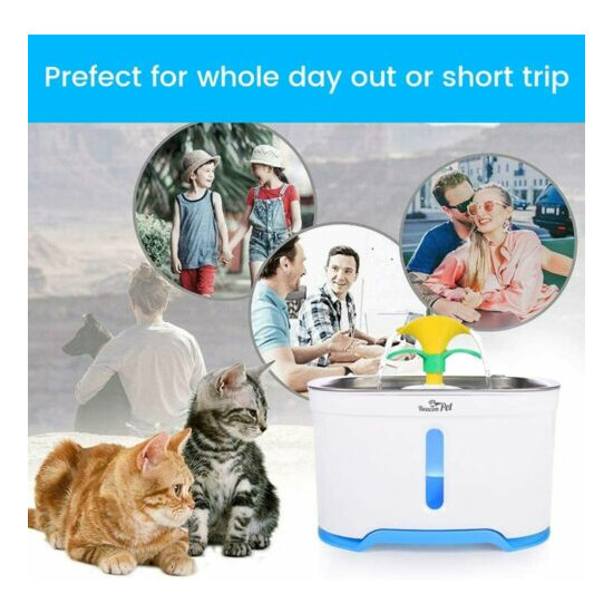 2.5L Cat Water Dispenser Fountain Dog Pet LED Auto Drinking Bowl Triple Filters image {4}