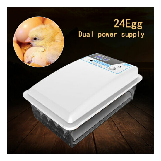 24 Eggs Incubator Digital Automatic Turner Chicken Hatcher Temperature Control image {1}