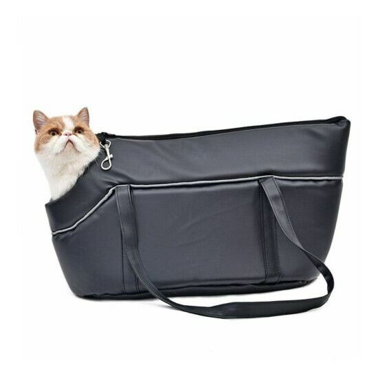 Leather High Sling Side Pet Bag Carrier Comfort Outdoor Travel Dog Cat One Hole image {4}