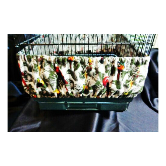 MEDIUM/LARGE Bird CAGE Seed Catcher Skirt 100% Cotton Flannel "TROPICAL BIRDS" image {1}