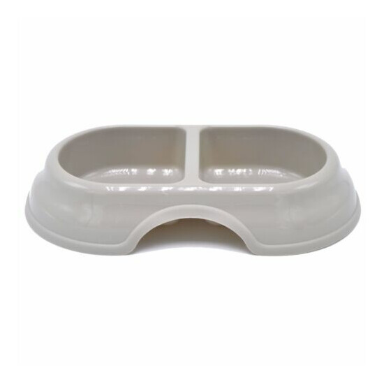 New double plastic bowl for cat, puppies 8 oz total.Good for Food and Water Dish image {2}