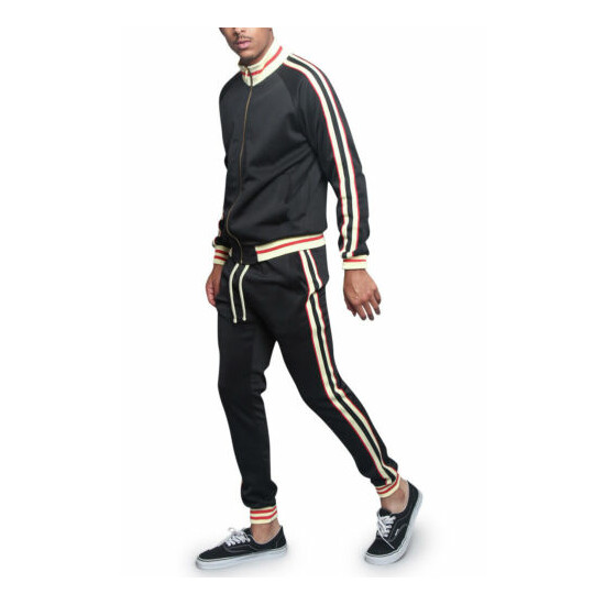 Men's Workout Sports Jogger Track Pants & Jacket Track Suit Set ST575EY image {4}