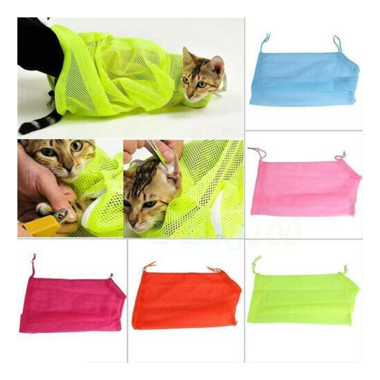 Mesh Pet Cat Grooming Restraint Bag For Bath Wash Nails Cutting Cleaning Bag SA image {4}