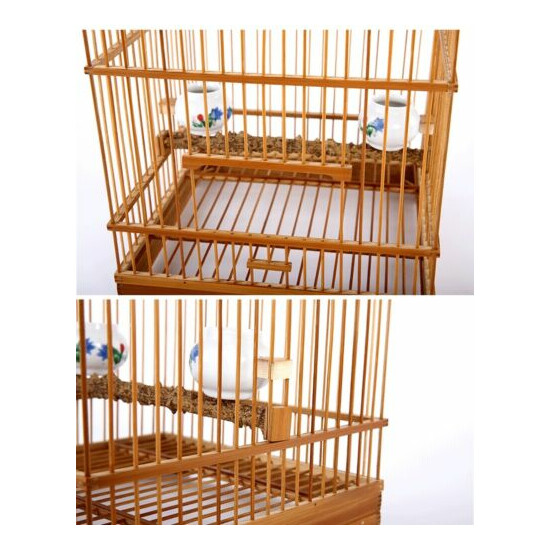 Square Bamboo Bird Cage Chinese Wooden Pet Nest Home image {3}