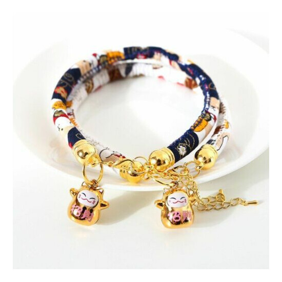 Japanese Style Cat Collar with Bells Pets Puppy Kitty Collars Adjustable Bowtie  image {3}
