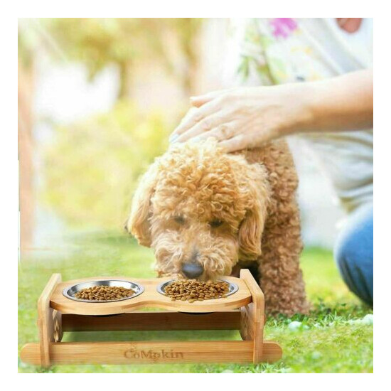 Adjustable Elevated Raised Pet Dog/Cat Feeder Bowl Food Water Stand+2 Bowls h 23 image {2}