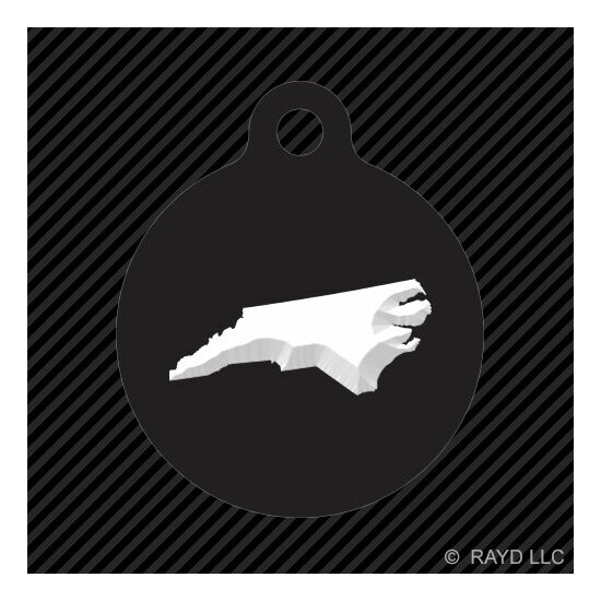 North Carolina Shaped Keychain Round with Tab dog engraved many colors NC image {1}