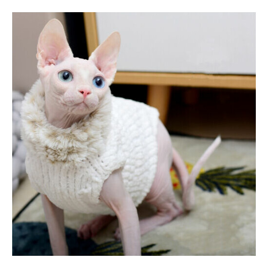 Sphynx Cat Sweater Jumper Waistcoat Clothes Faux Fur Pet Costume Polyester XS-XL image {1}