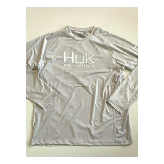 Huk Shirt Men's Large New Pursuit Long Sleeve Solid Gray 502 image {1}