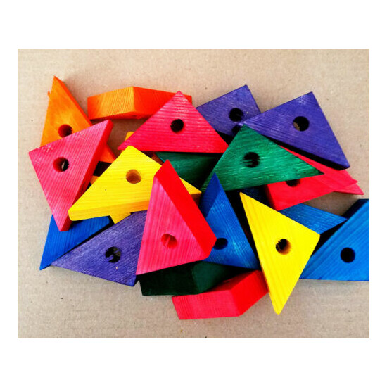 Wooden Wood Colored 24 Triangles Bird Parrot Toy Parts Amazon Cockatoo Macaw image {2}