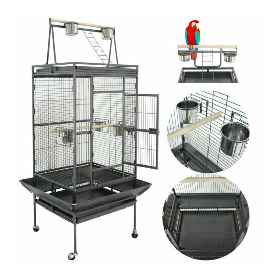 68" Large Bird Pet Cage Large Play Top Parrot Finch Cage Macaw Cockatoo 3 Doors image {1}