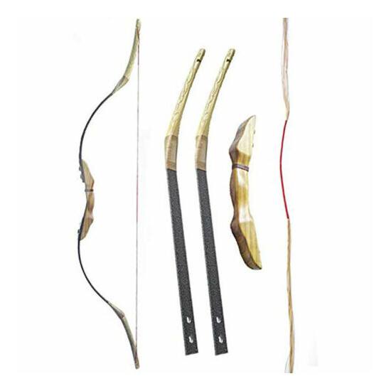 Traditional Recurve Bow 30-50lbs Horse Bow Wooden Takedown RH LH Archery Target image {1}