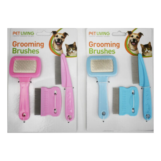 Cat/Dog/Rabbit Fine Grooming set 1 Brush 2 Combs Pink or Blue image {1}