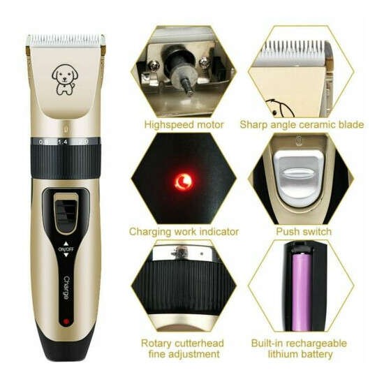 Pet Dog Cat Clippers Electric Hair Trimmer No Noise Shaver Scissor Grooming Kit image {2}