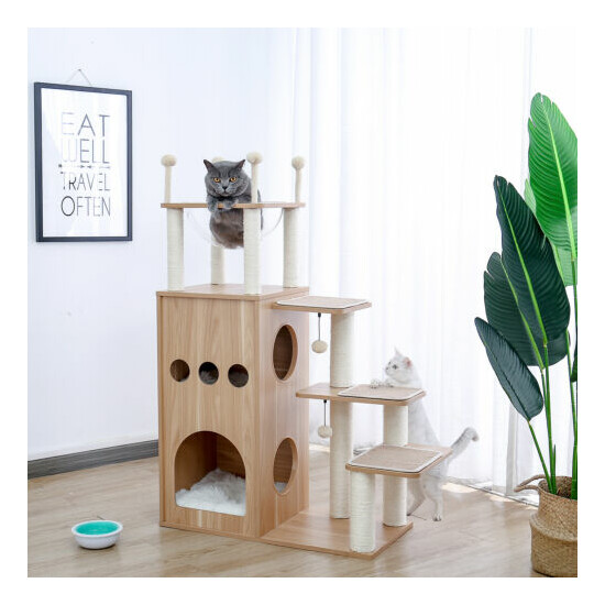 Cat Tree Tower Scratchers Condo House Cat Climbing Gym Scratching Post Furniture image {2}