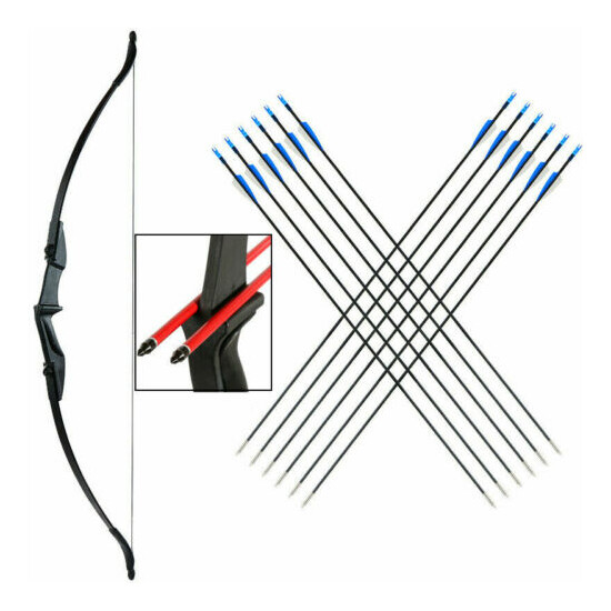 YoouDamy 57in Takedown Recurve Bow Hunt & 12x Arrows Set Archery Right Left Hand image {10}