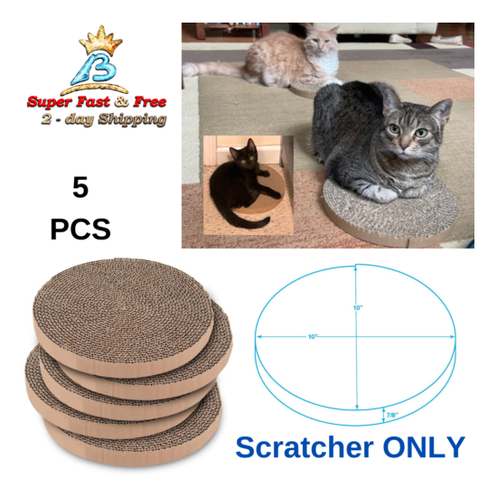 Cat Scratcher Pad Kitten Claw Care Cat Scratching Pad Toy Round No Slip 5 Pack image {1}