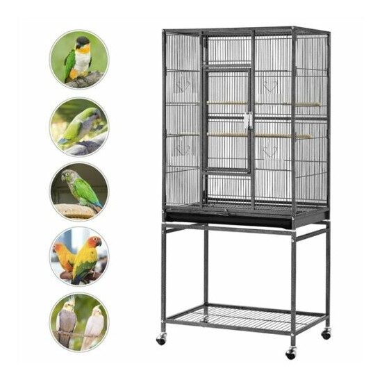 54inch Rolling Parrot Bird Cage for Cockatiel Parakeet Conure Lovebird Budgie image {3}