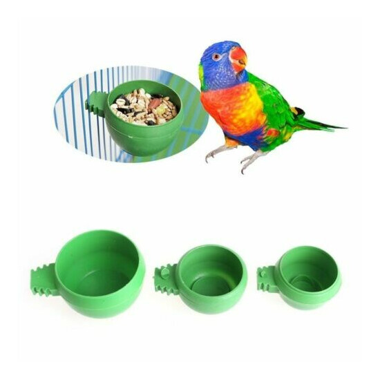 3pcs/set Bird Food Feeder Parrot Water Bowl Plastic Pigeons Cage Holder Sand Cup image {1}