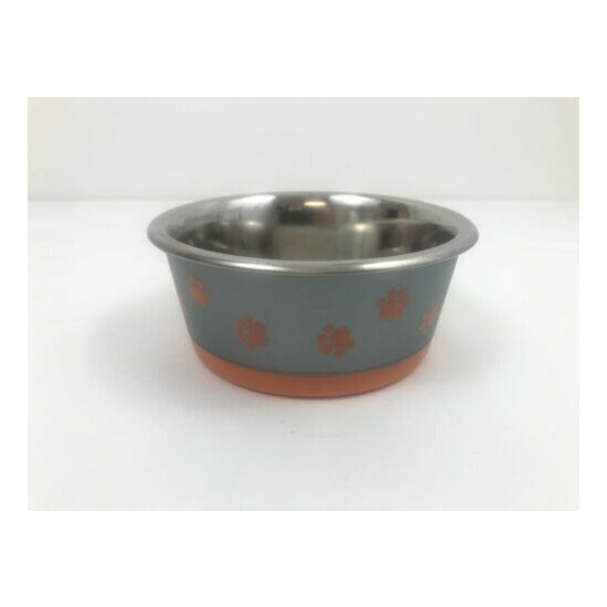 Vibrant Life Pawprints Stainless Steel, Non-Slip Dog/Cat Pet Bowl Small 12 oz. image {6}