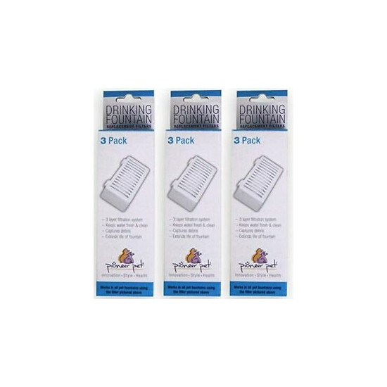 Pioneer Pet 3 Pack of T-Shaped Filter for Food, Water and Serene Fountain image {1}