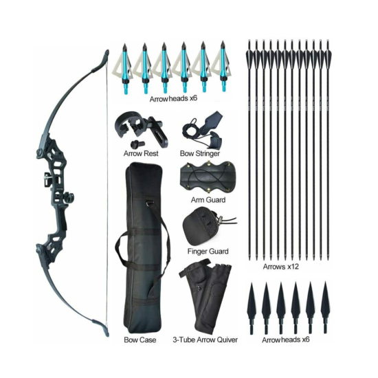 30-50lbs Archery Takedown Recurve Bow Kit Arrows Hunting Target Right Hand Bow image {1}