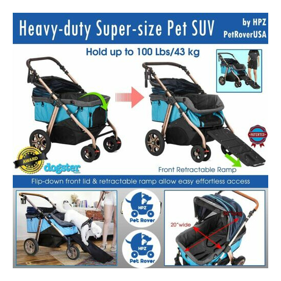 HPZ™ PET ROVER TITAN HD Premium Super-Size Stroller SUV For Dogs & Cats - Blue image {2}