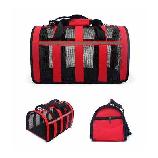 Perfect Red Pet Carrier Travel Breathable Mesh Cat Dog Foldable Transport Case image {1}