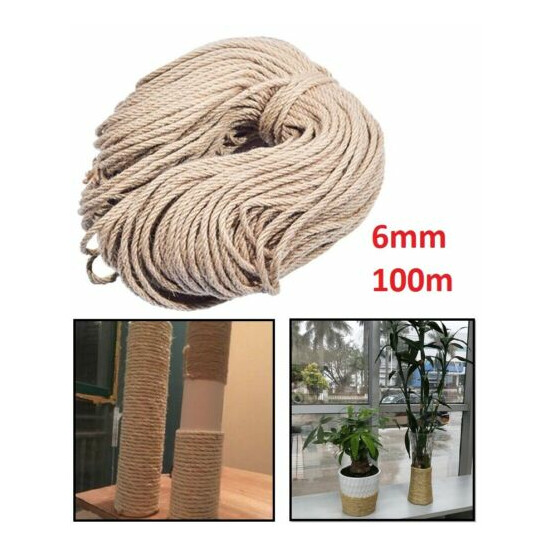 100m 6mm Jute Twine Rope Home DIY Art Textile Decor Cat Scratching Twisted Cord image {1}