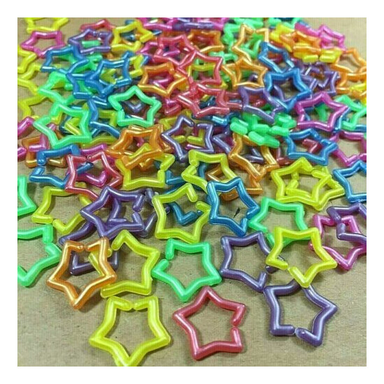 100 PC STAR CHAIN LINKS PLASTIC TOY PARROT BIRD FOOT PARTS KID MIXED COLOR DIY image {1}