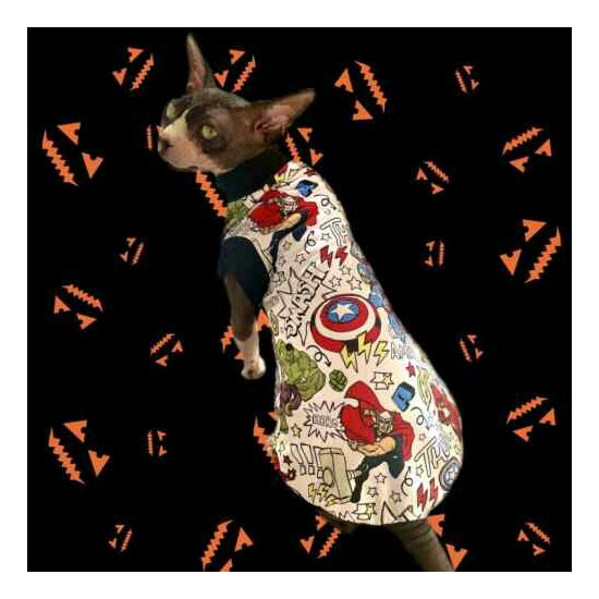 Sphynx Cat Shirt Marvel Heroes - Clothes Clothing Cotton Coat Jumper Vest Top  image {1}