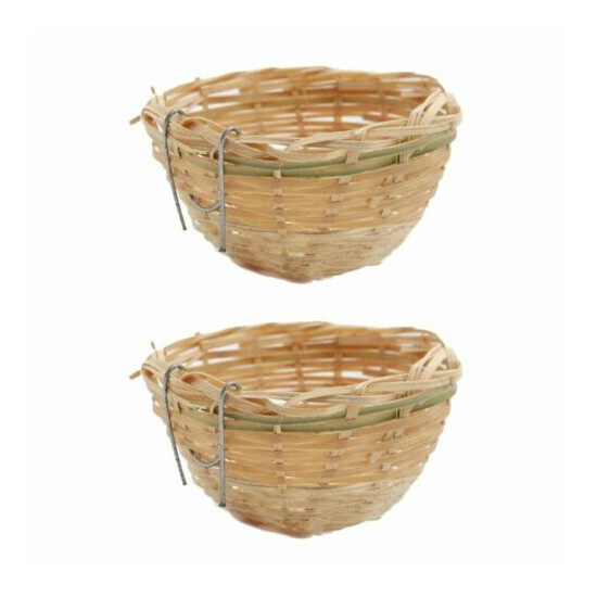 Handwoven Bamboo Bird Nest Cage House Hatching Breeding Cave for Parrot Canary  image {1}
