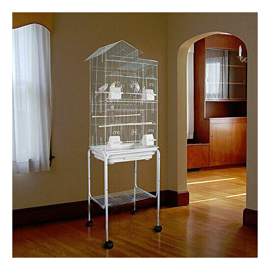 65" Large Deluxe Roof Top Bird Cage W/Stand Canary Parakeet Cockatiel LoveBird image {1}
