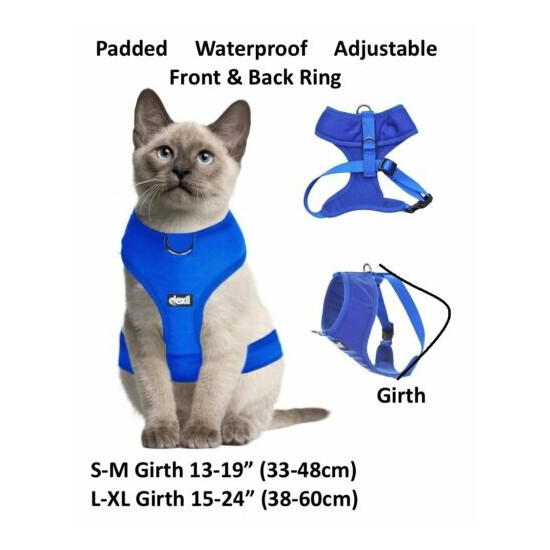 Cat Harness Pink Black Blue Yellow Red Waterproof Padded Adjustable S M L EX L image {4}
