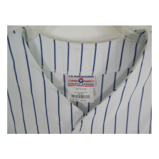  Phi Beta Epsilon Fraternity College White Blue Stripe Poly Baseball Shirt 38-40 image {2}