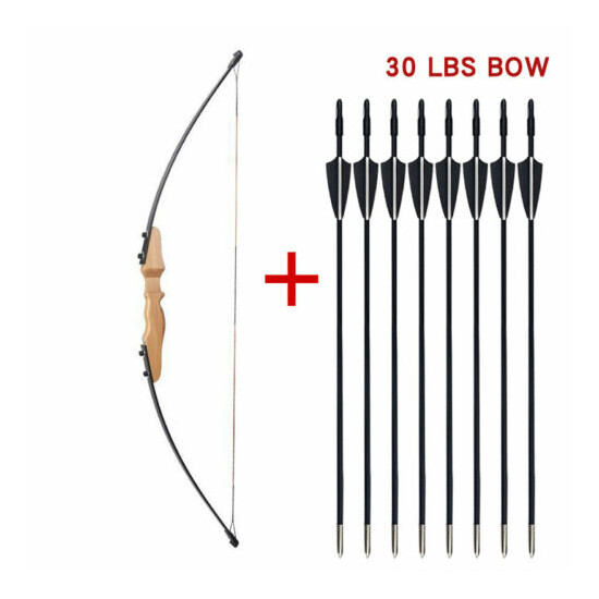 Beginner Archery Long Bow 30 lbs With Arrows Target Shooting Range Hobby Archer  image {16}