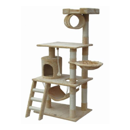 Large Cat Tree Condo House 62" Kitty Furniture Stand Play Post Scratchers Home image {1}