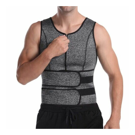 Men's Neoprene Weight Loss Sauna Sweat Vest Waist Trainer Tank Shaper Workout US Thumb {12}