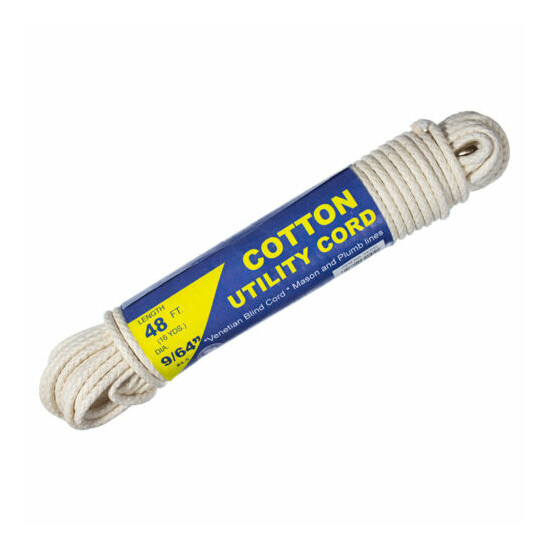 GOLBERG Cotton Braided Utility Cord - 48 Ft Hank 7/64 or 9/64 Inch - Plumb Line Thumb {5}