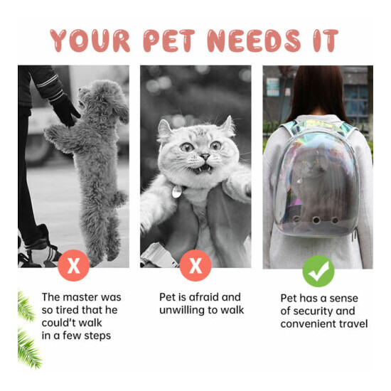 Small Dog Cat Carrier Backpack Pet Transparent Space Capsule Travel Bag Portable image {7}